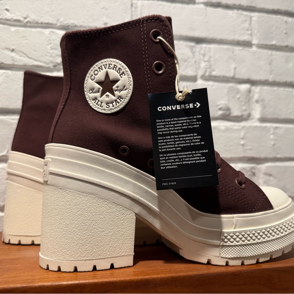 Converse Women's Brown and Cream Heeled Sneakers - Picture 2 of 5
